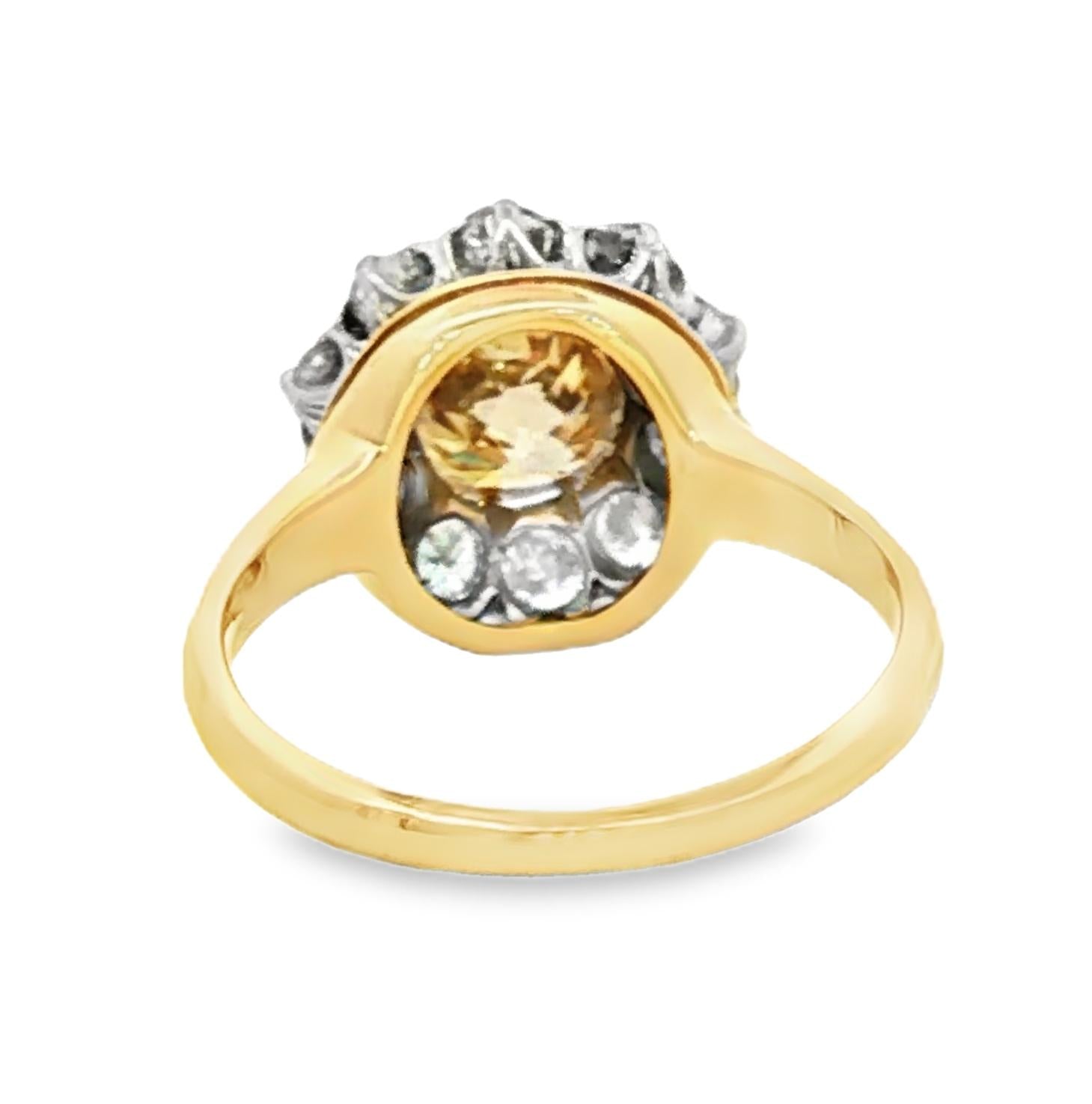 Victorian natural brown and white diamond cluster ring