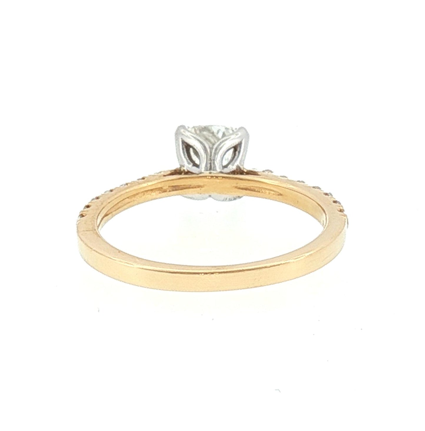 Delicate 14K Old Mine Cushion Cut Diamond Engagement Ring with 16 Side Diamonds
