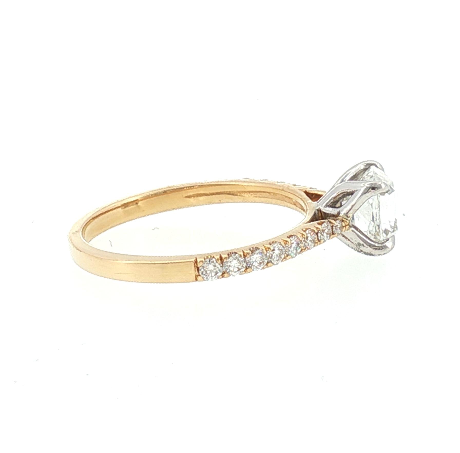 Delicate 14K Old Mine Cushion Cut Diamond Engagement Ring with 16 Side Diamonds