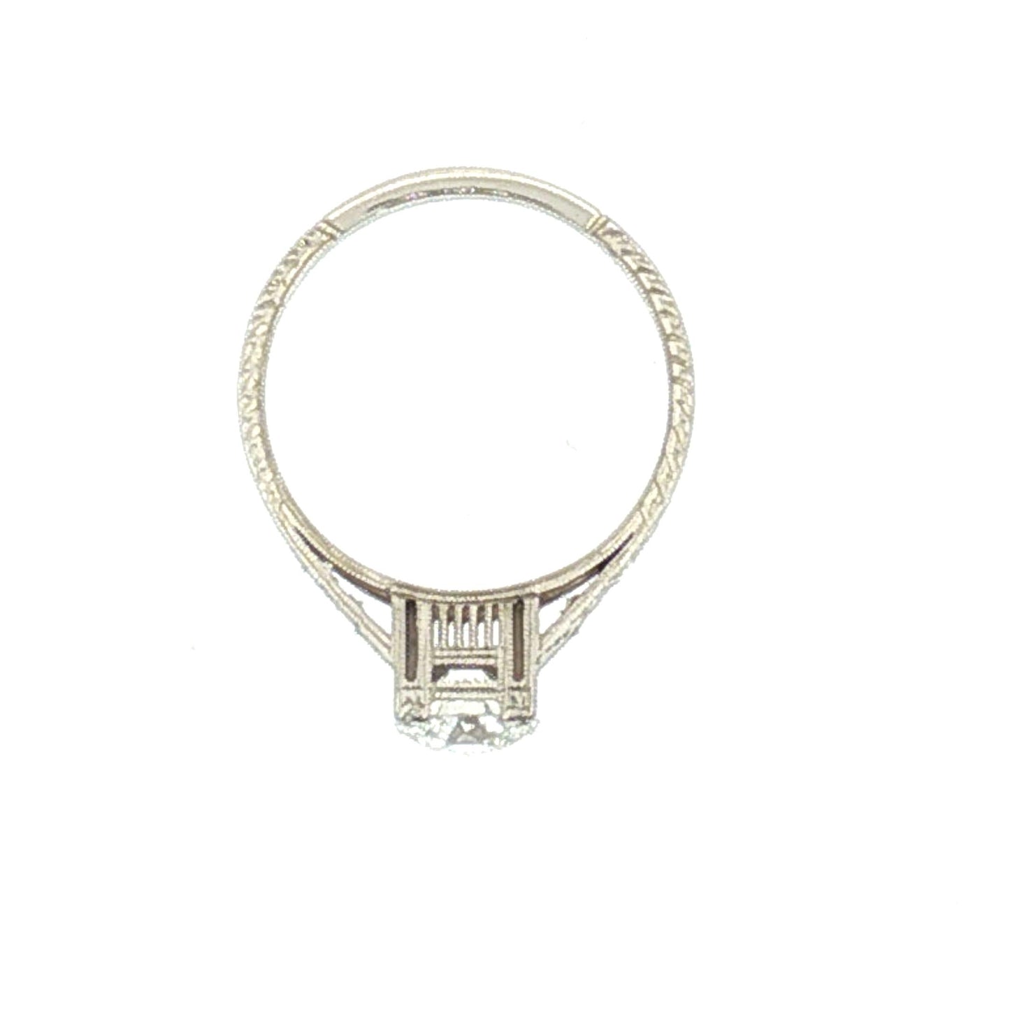 Repurposed 14k White Gold 1.05 Carat Old European Cut Deco Style Ring