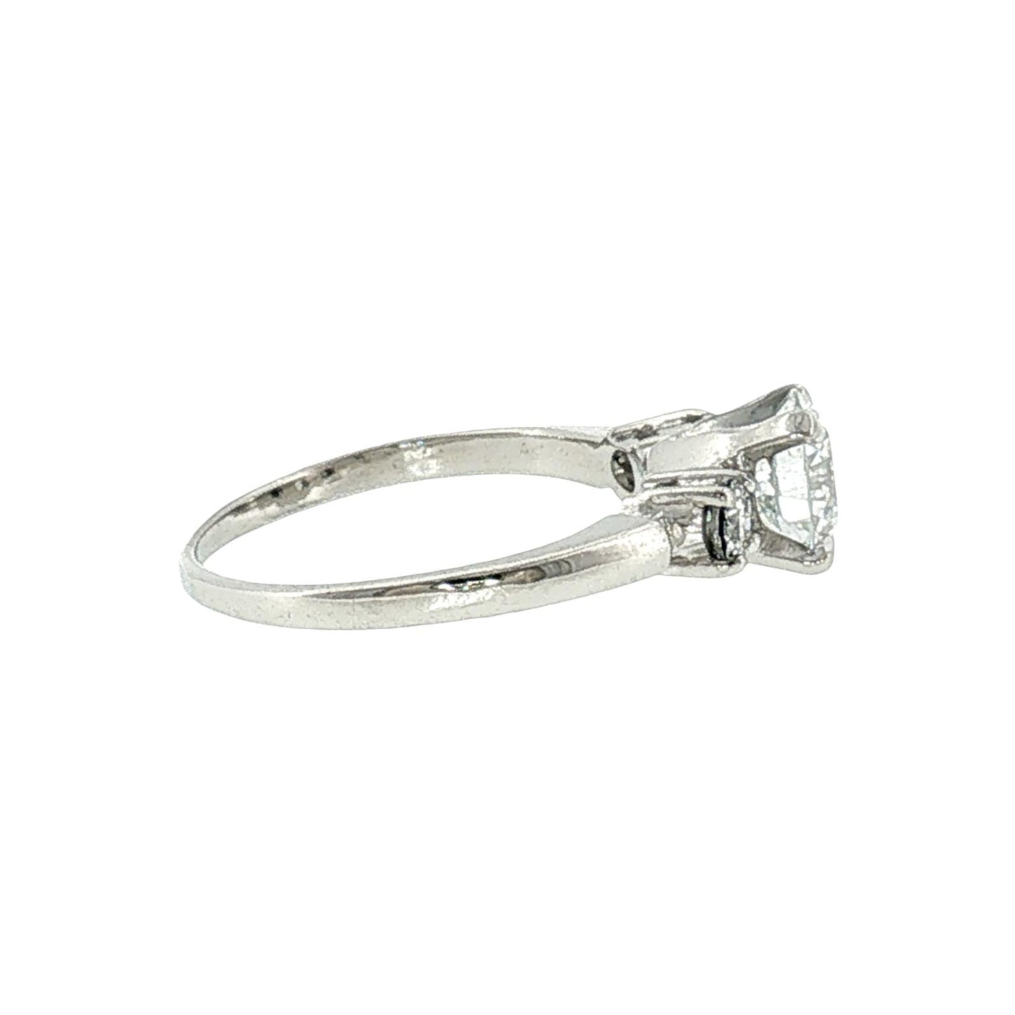 Late 20th Century Platinum 1.18 Carat Brilliant Cut Diamond 3 Across Ring