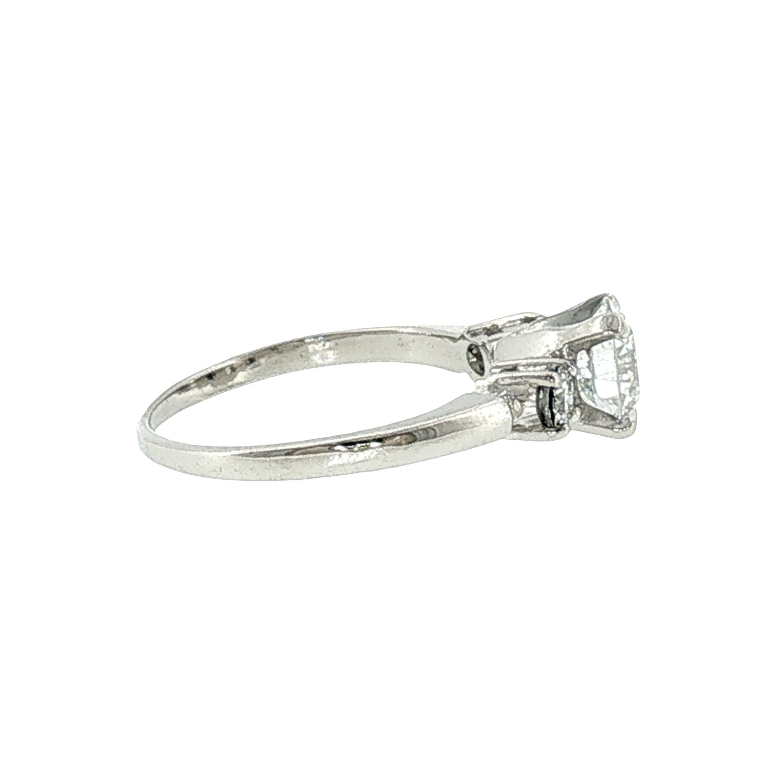 Late 20th Century Platinum 1.18 Carat Brilliant Cut Diamond 3 Across Ring
