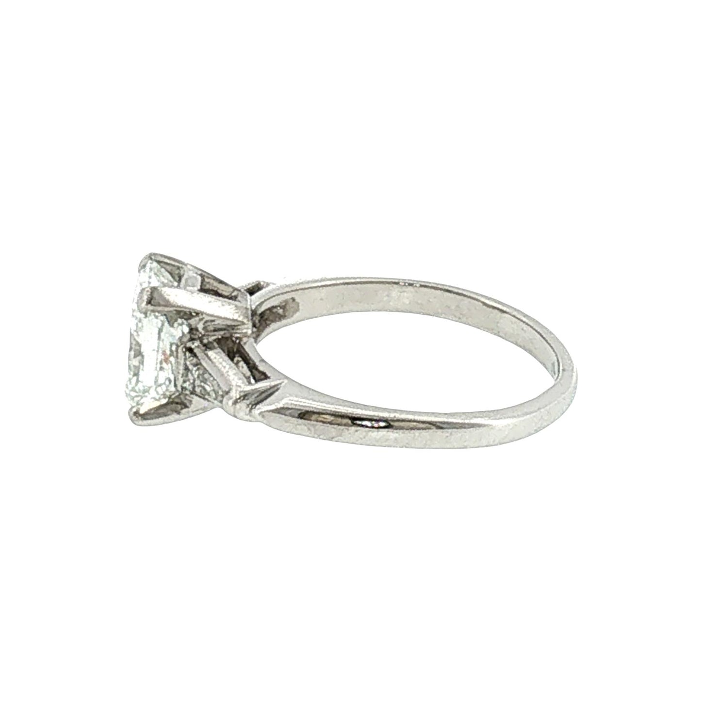 1950's Platinum Classic Tapered Baguette Engagement Ring with a 1.29 Radiant Cut