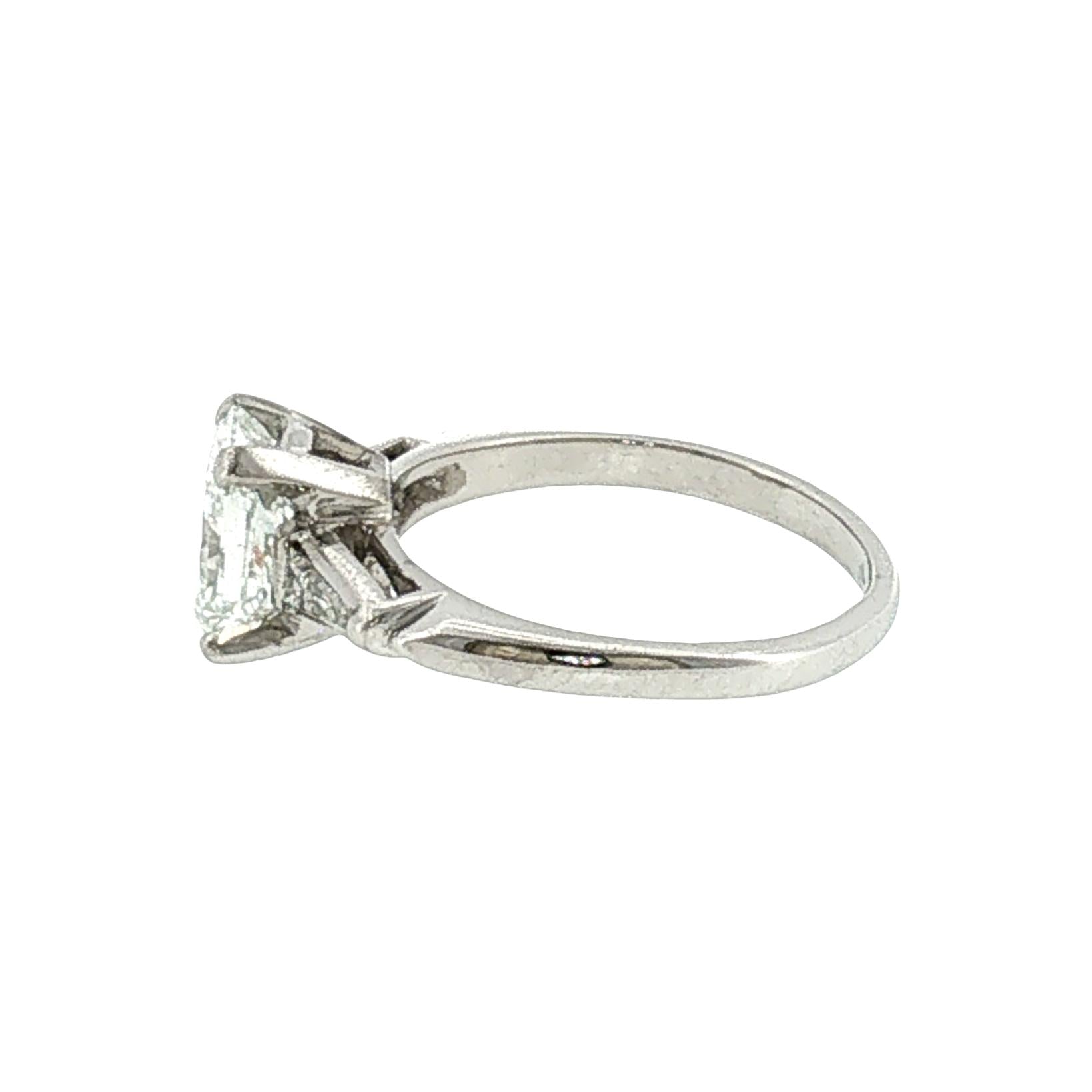 1950's Platinum Classic Tapered Baguette Engagement Ring with a 1.29 Radiant Cut