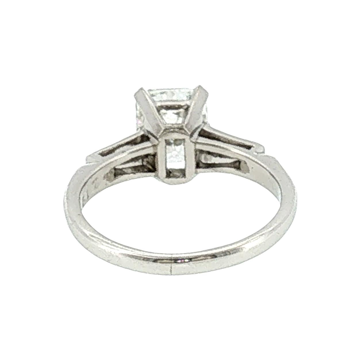 1950's Platinum Classic Tapered Baguette Engagement Ring with a 1.29 Radiant Cut
