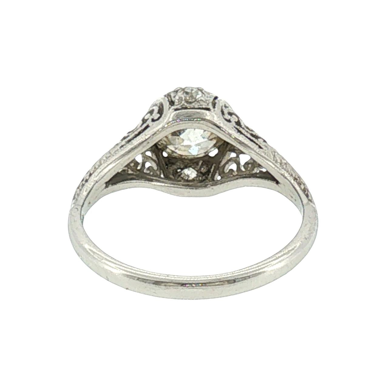 1920's Platinum 1.06ct Old European Cut Diamond Hand Fabricated Engagement RIng