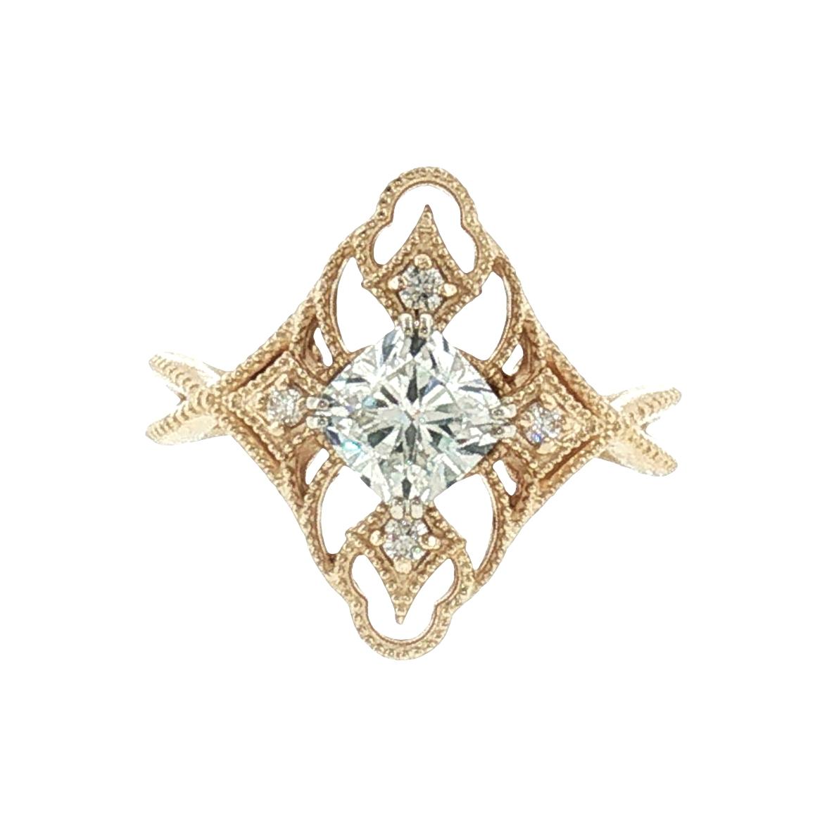 Modern Vintage Style Engagement Ring with Repurposed 1.06 Carat Cushion Diamond