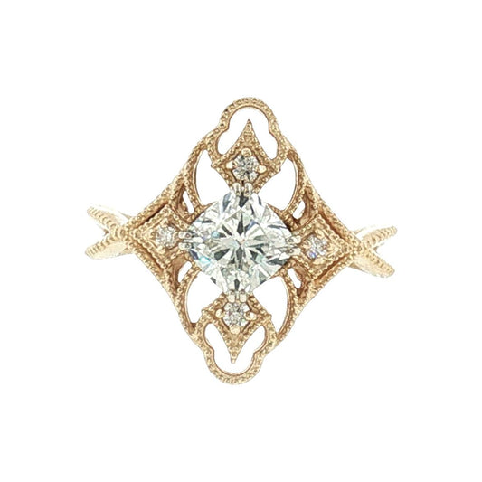 Modern Vintage Style Engagement Ring with Repurposed 1.06 Carat Cushion Diamond