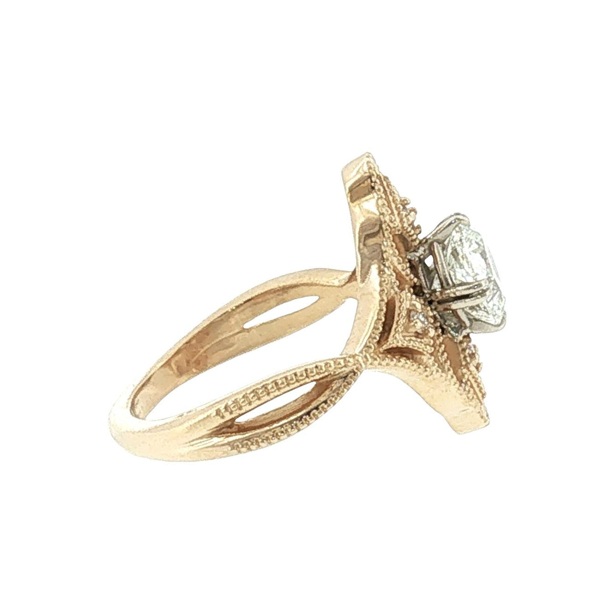 Modern Vintage Style Engagement Ring with Repurposed 1.06 Carat Cushion Diamond