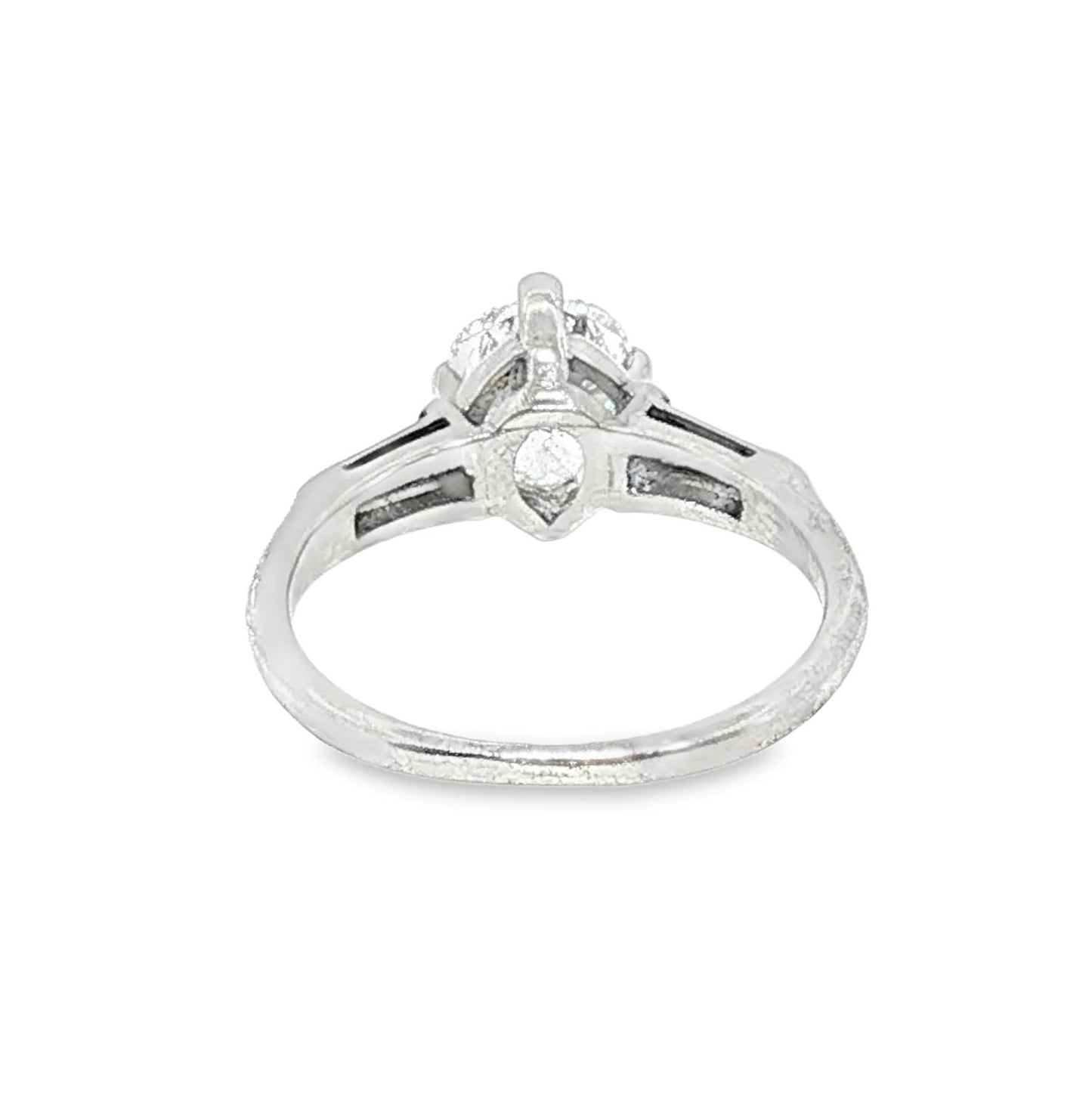 Mid Century Platinum Approximately 1 Carat Pearshape Classic Engagement Ring