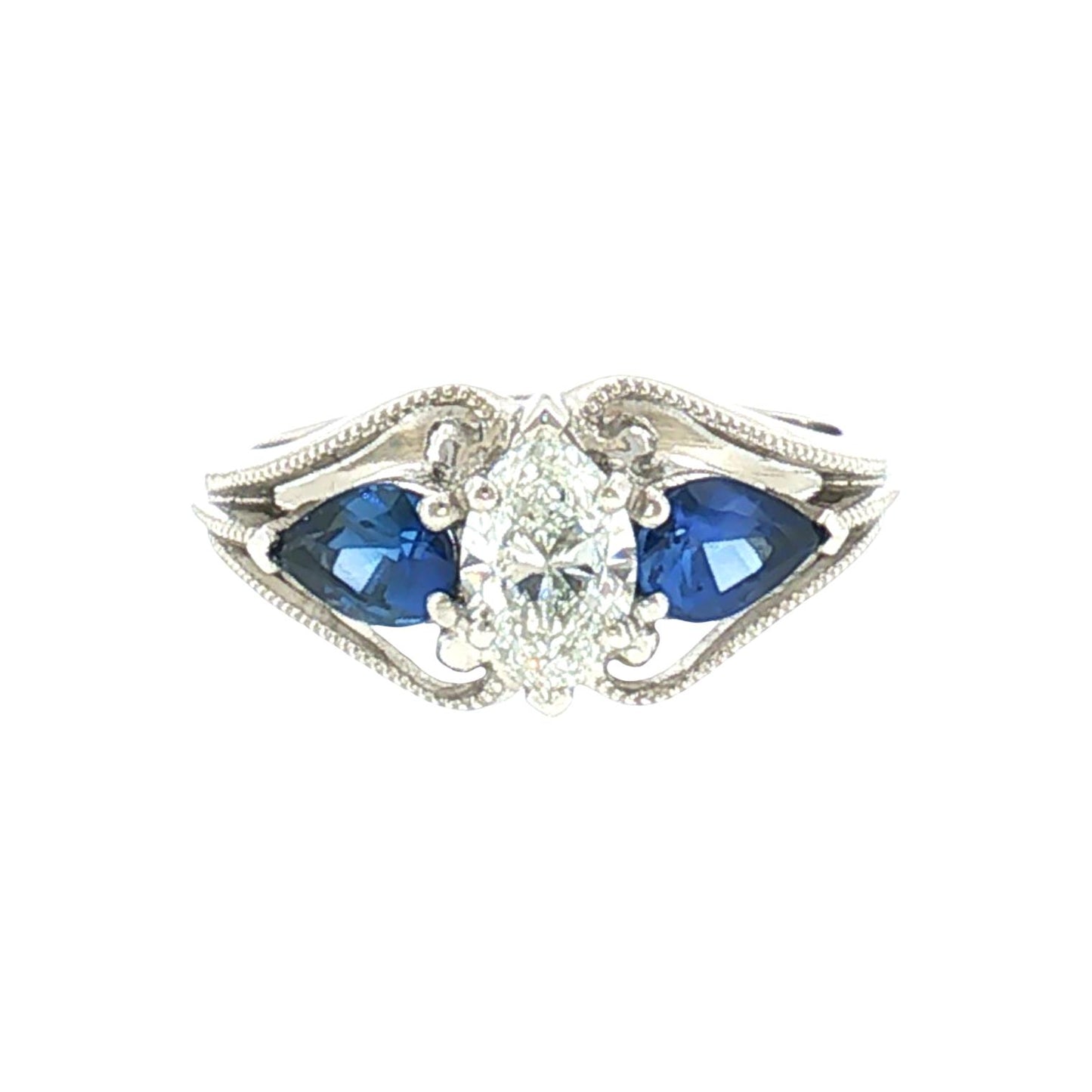 Repurposed .68ct Marquise Natural Diamond Set in a Platinum Vintage Style Ring