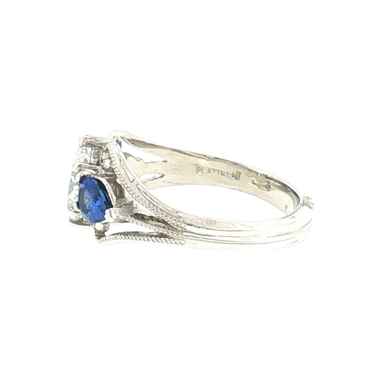 Repurposed .68ct Marquise Natural Diamond Set in a Platinum Vintage Style Ring