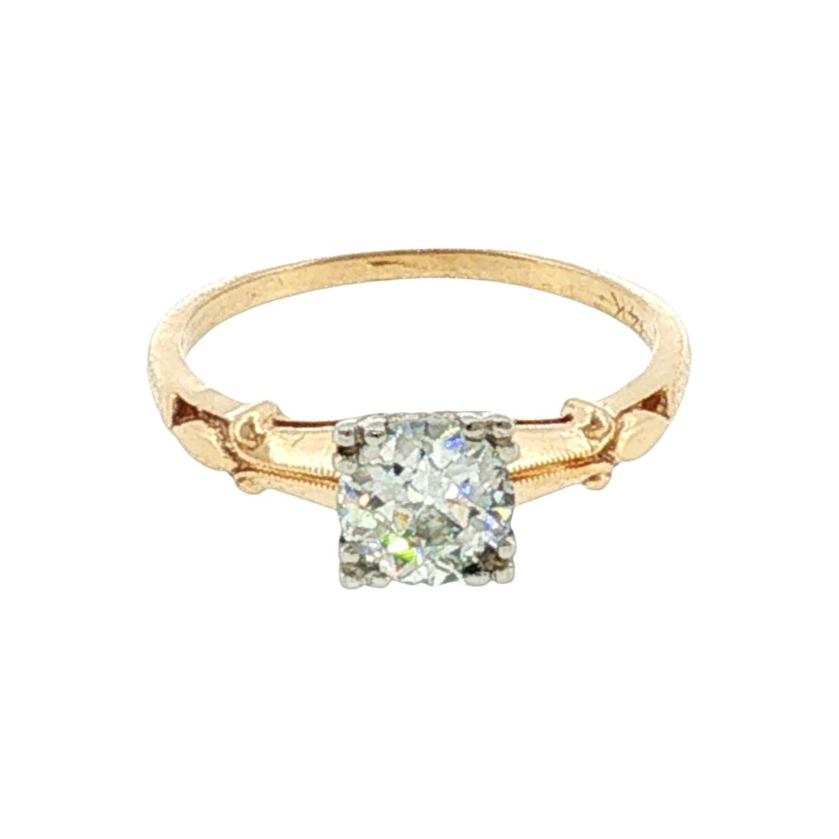1940's 14k Two Tone .57 Carat Diamond Engagement Ring