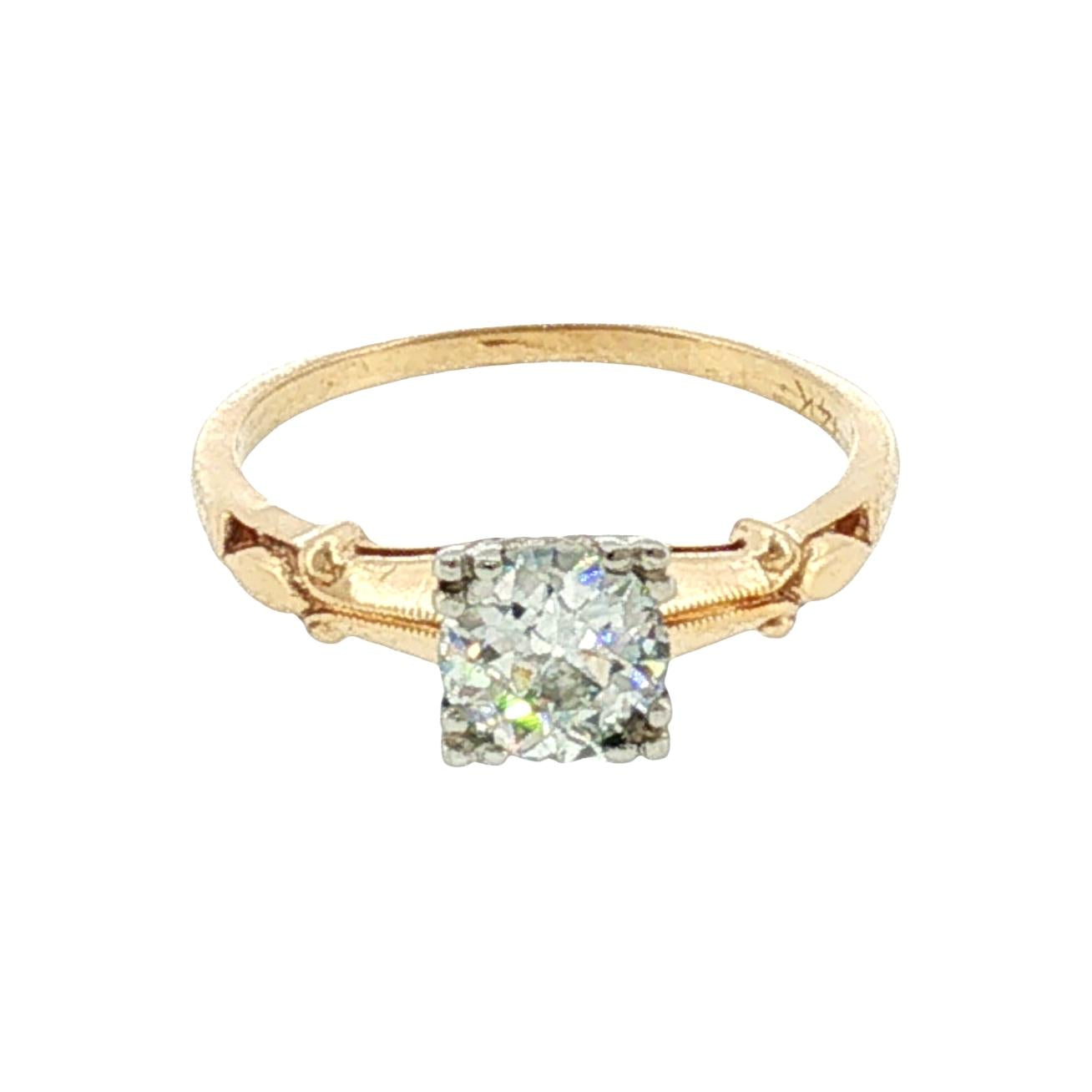 1940's 14k Two Tone .57 Carat Diamond Engagement Ring