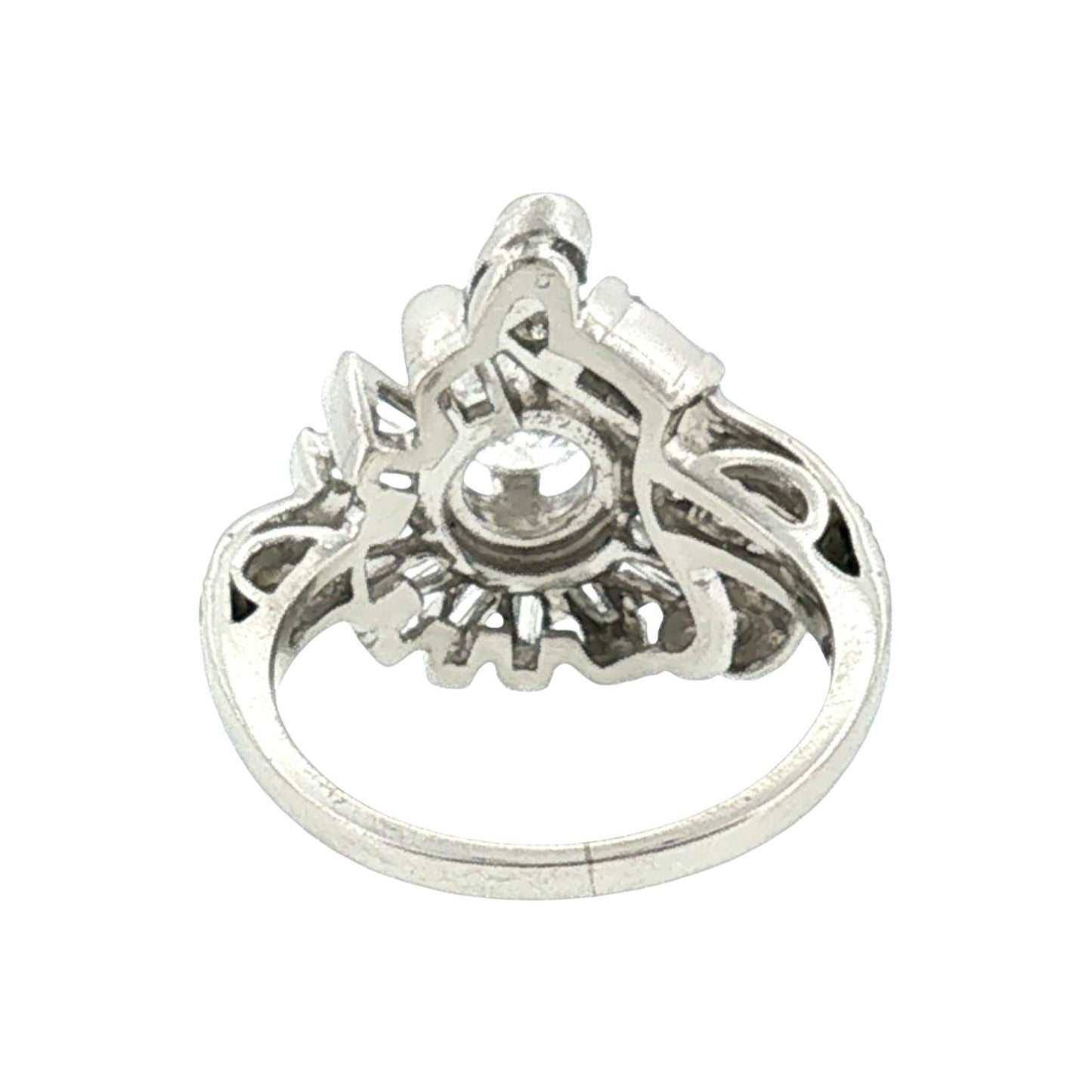 1940's Platinum Round and Baguette Diamond Dinner Ring