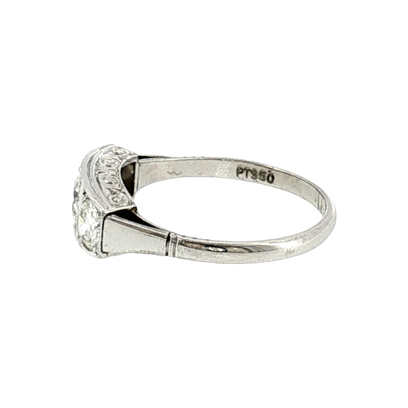 Art Deco Platinum 3 Old European Cut Diamond Ring