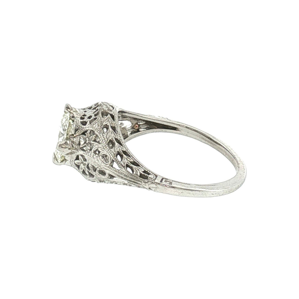 1930's 18 Karat White Gold Mounting with a 1.2 Carat Modern Diamond Ring