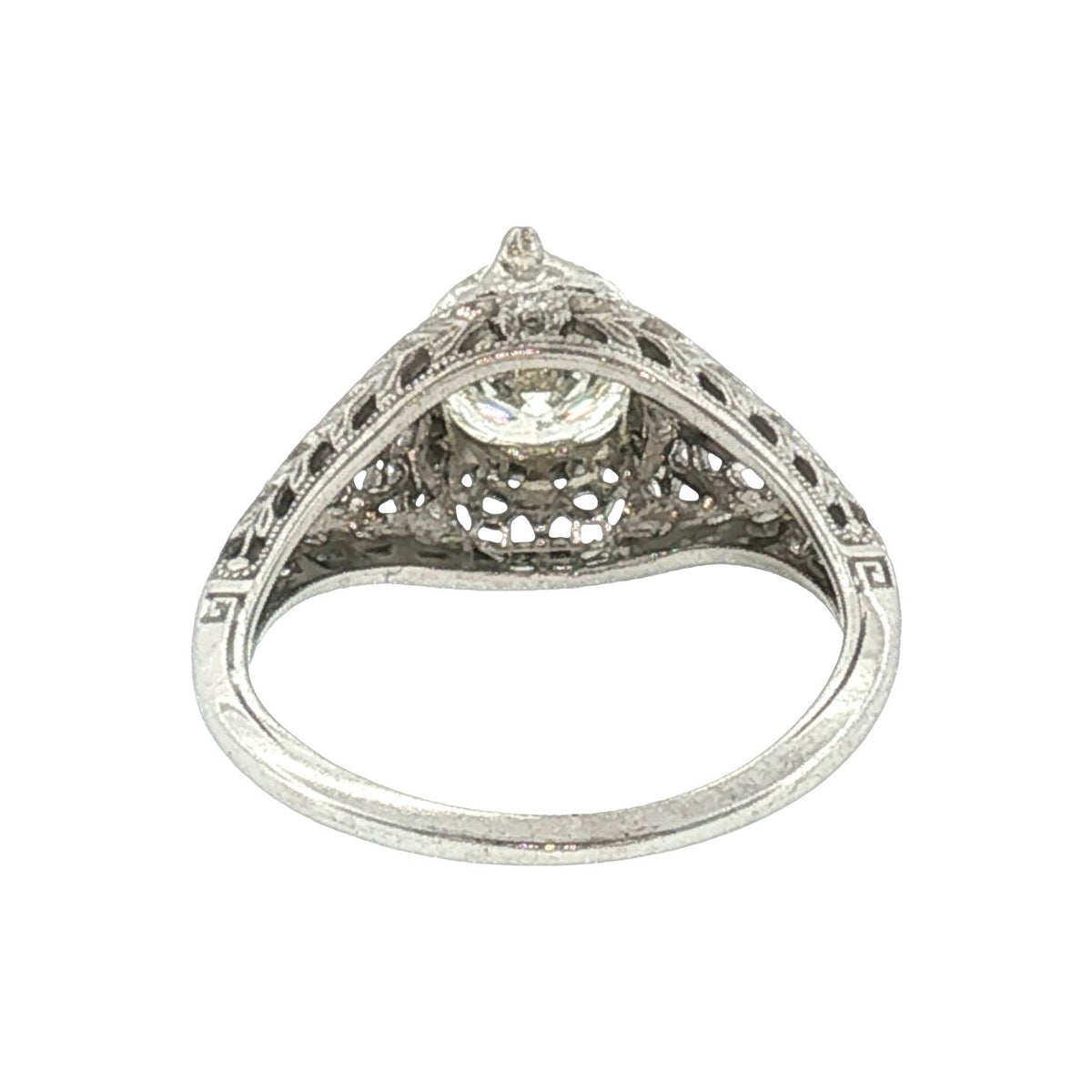 1930's 18 Karat White Gold Mounting with a 1.2 Carat Modern Diamond Ring