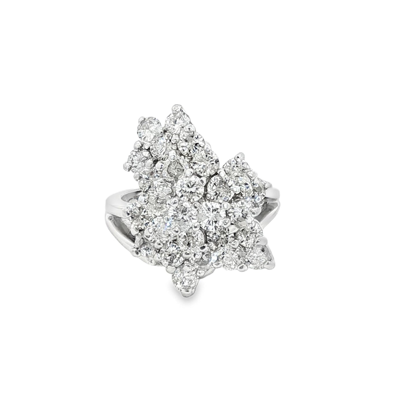2.5 carat total weight natural diamond cluster dinner ring