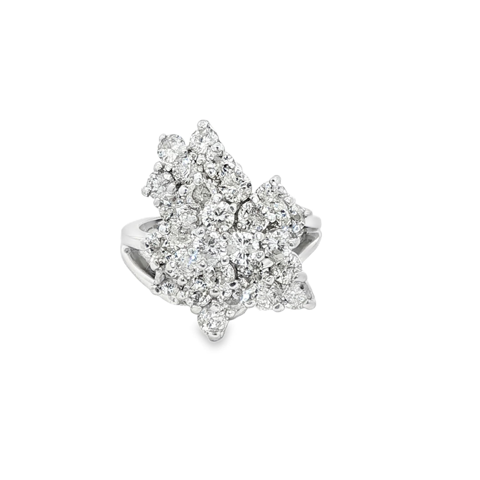 2.5 carat total weight natural diamond cluster dinner ring