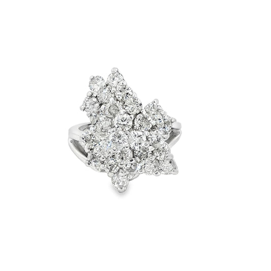 2.5 carat total weight natural diamond cluster dinner ring