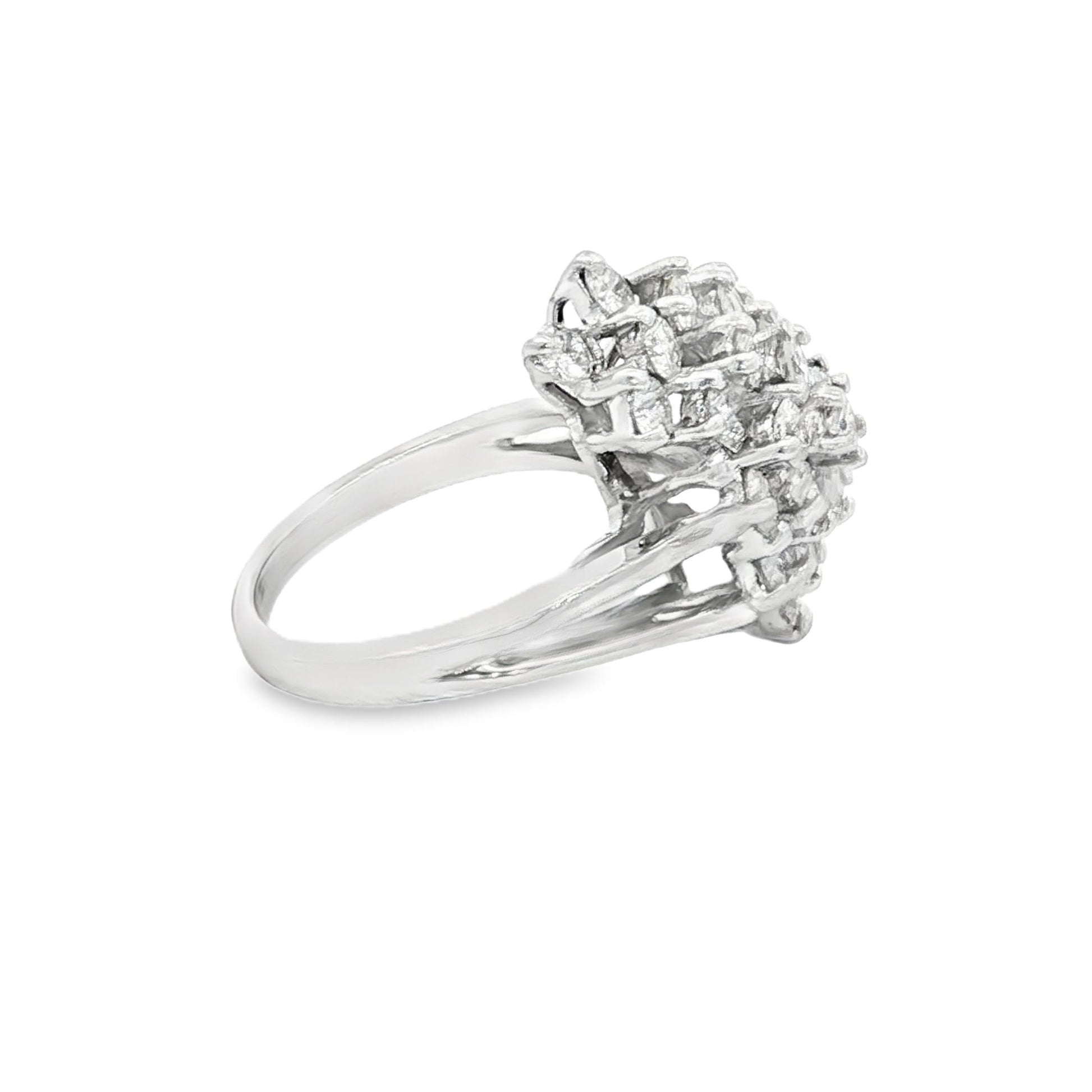 2.5 carat total weight natural diamond cluster dinner ring