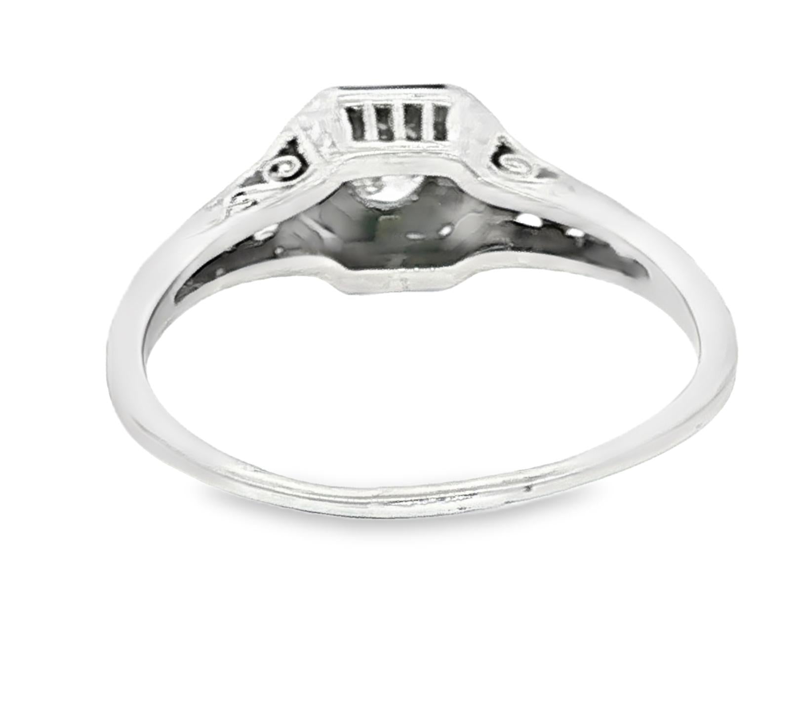 18k white gold .07 carat old mine cut engagement ring