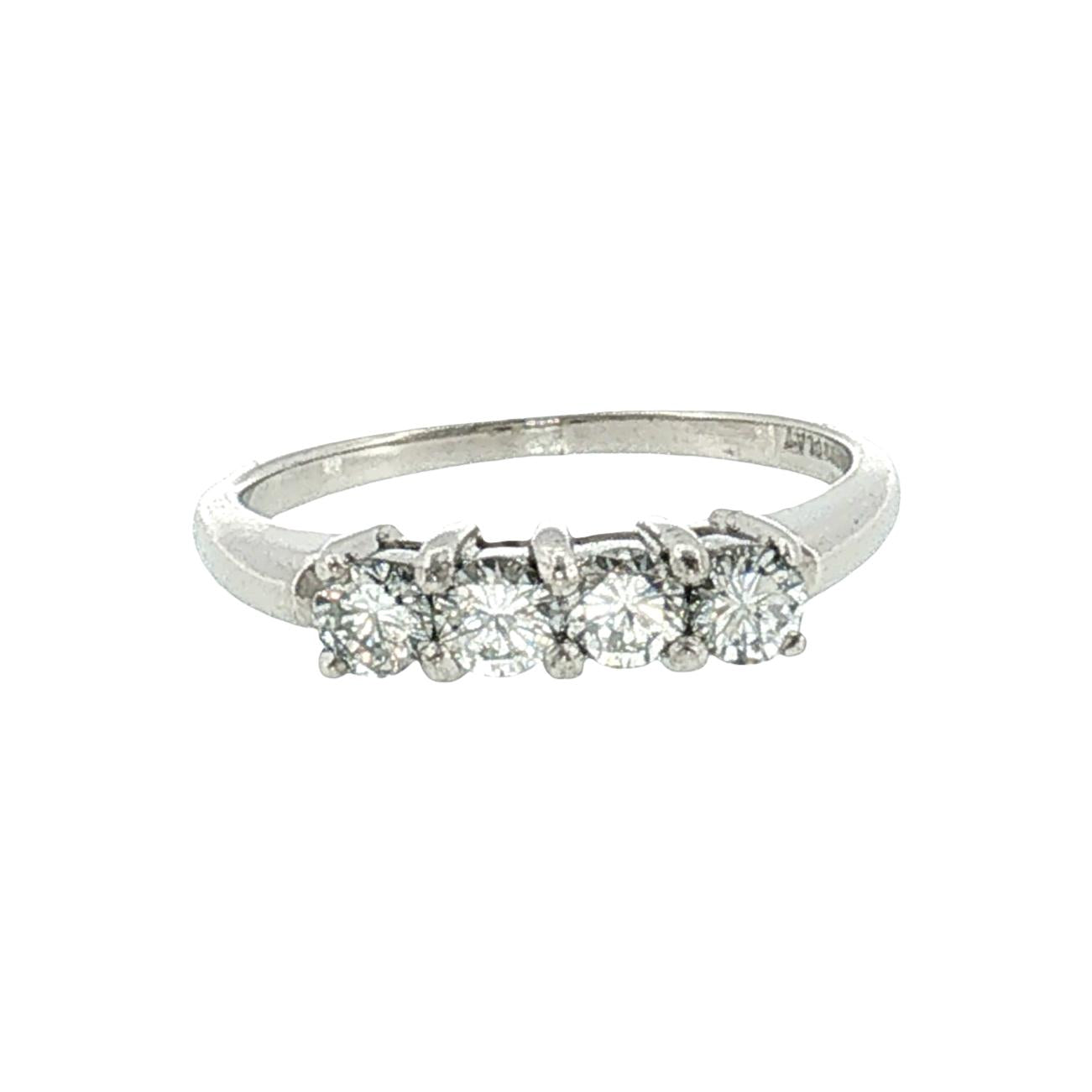 Late 20th-Century Platinum 4 Brilliant Cut Diamond Wedding Ring