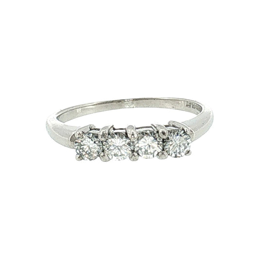 Late 20th-Century Platinum 4 Brilliant Cut Diamond Wedding Ring
