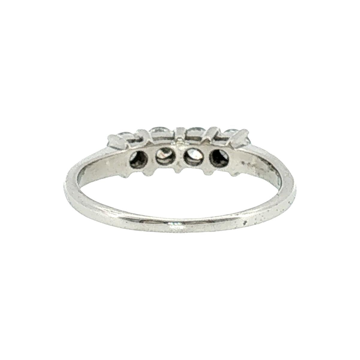 Late 20th-Century Platinum 4 Brilliant Cut Diamond Wedding Ring