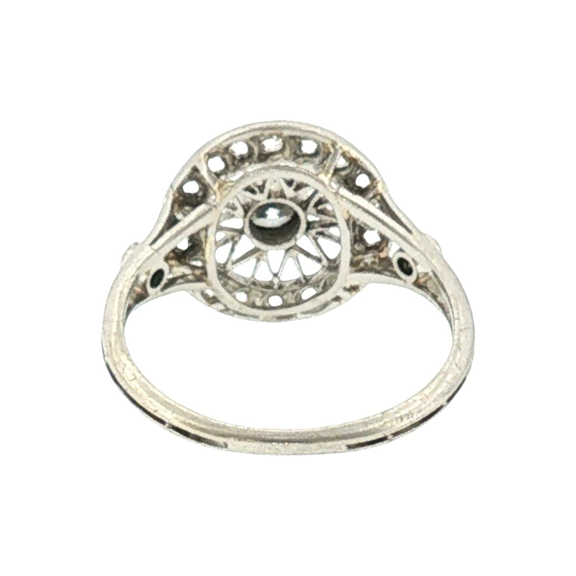 Edwardian Platinum Hand-fabricated 21 Old Mine Cut Diamond Disc Ring