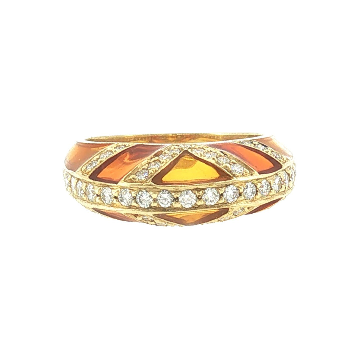 Late 20th-Century Hidalgo Plique A Jour Enamel and Diamond Dome Ring