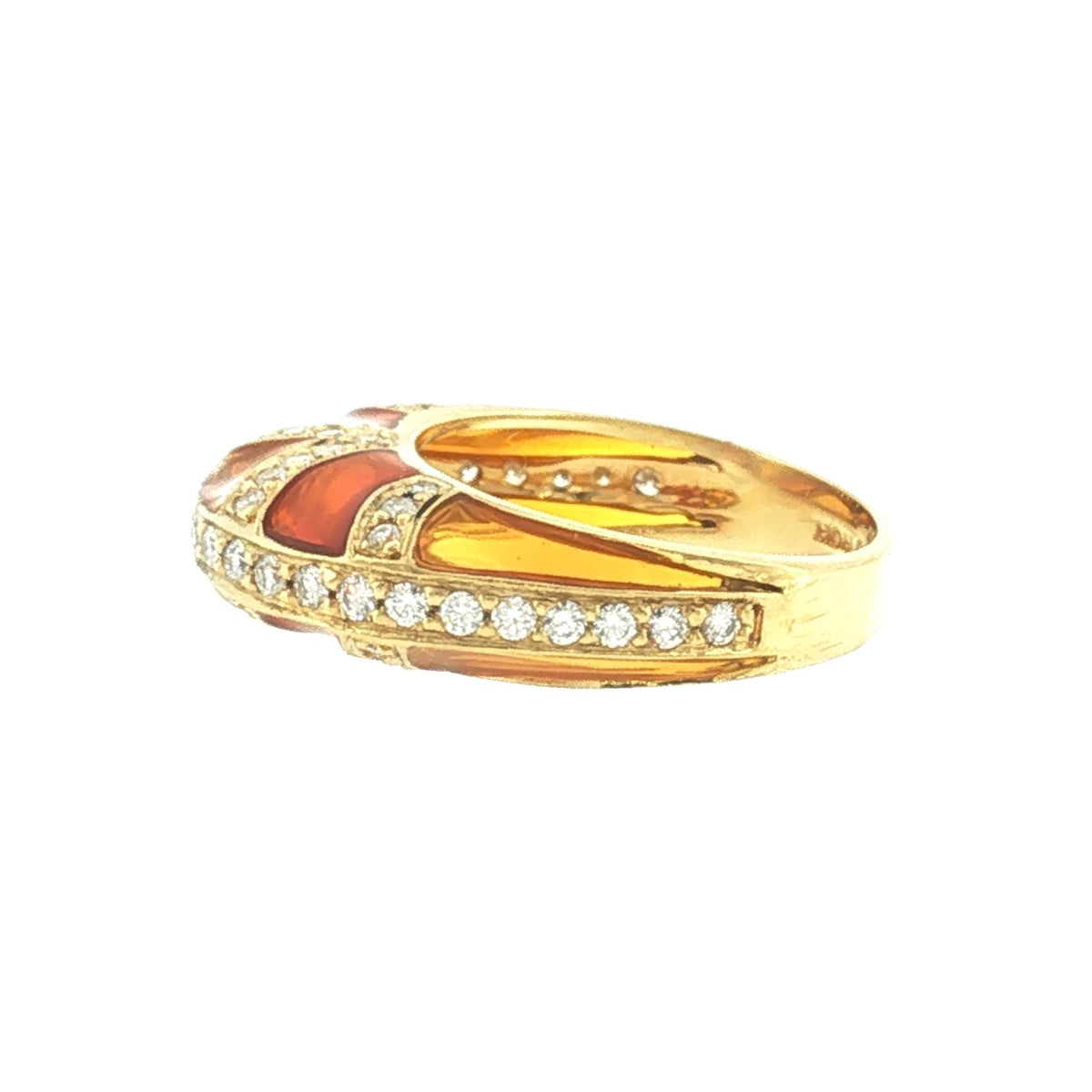 Late 20th-Century Hidalgo Plique A Jour Enamel and Diamond Dome Ring