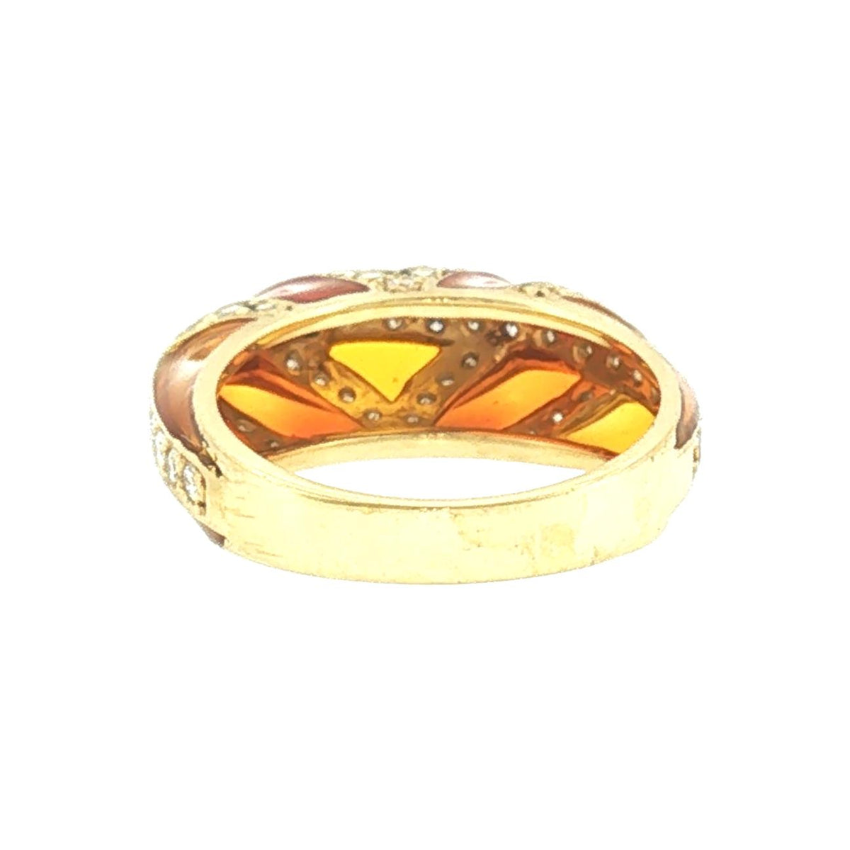 Late 20th-Century Hidalgo Plique A Jour Enamel and Diamond Dome Ring