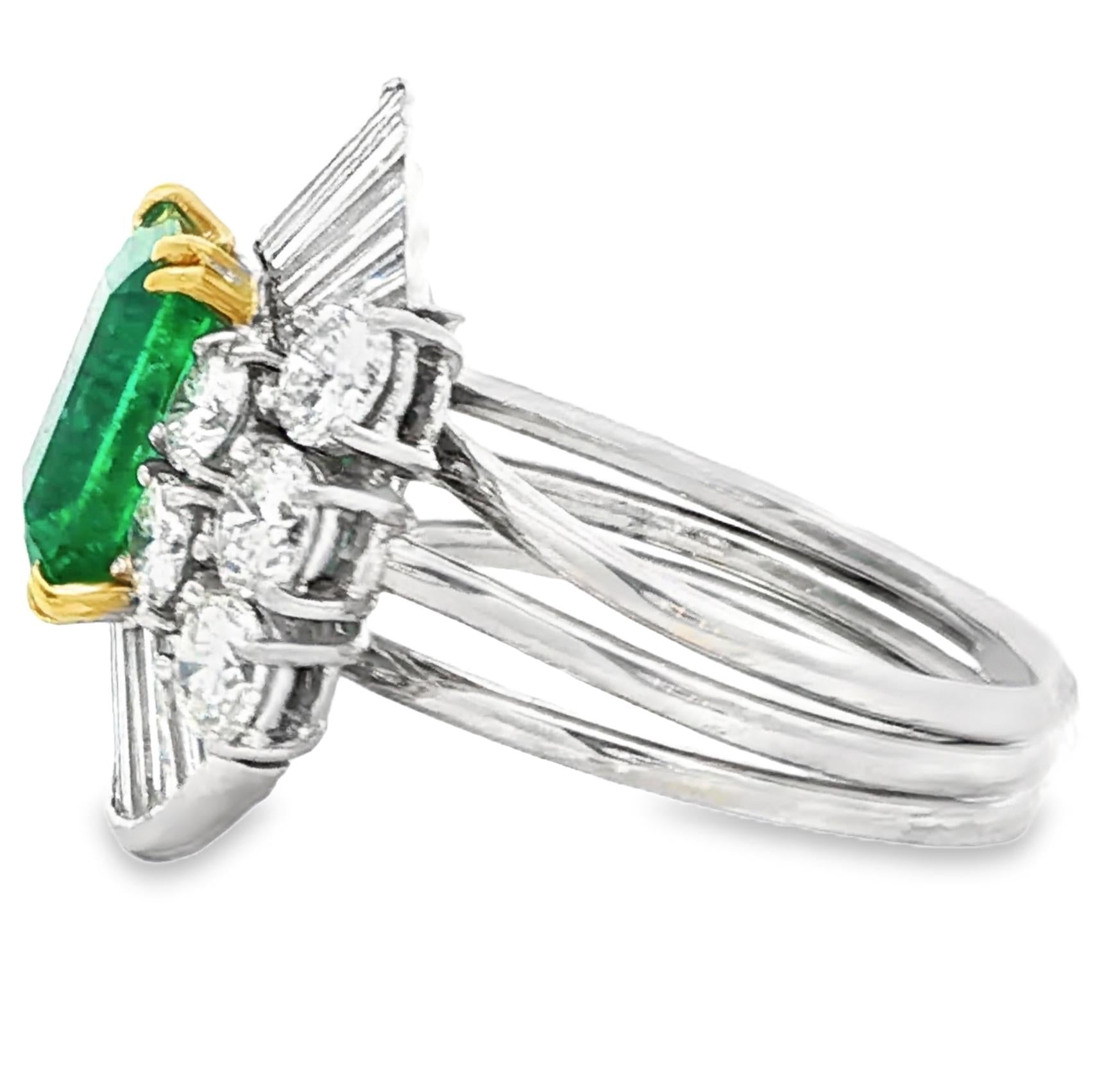 Columbian emerald and diamond dinner ring