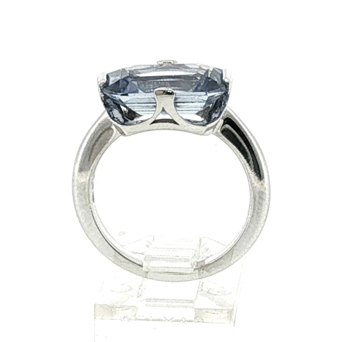 Mid-Century Platinum 5 Carat Pastel Blue Sapphire Bar Set Ring