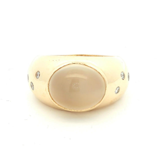 A Vintage 14k yellow gold Moonstone and Diamond Dome Ring