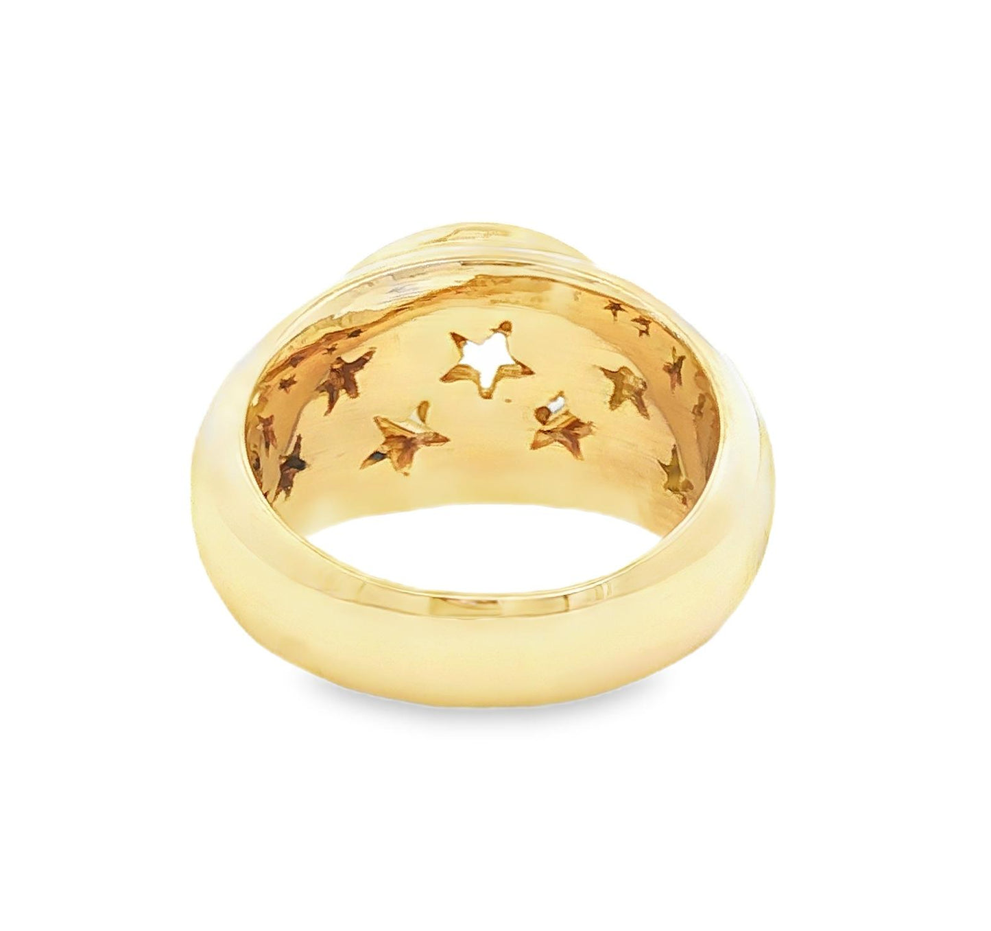 A Vintage 14k yellow gold Moonstone and Diamond Dome Ring