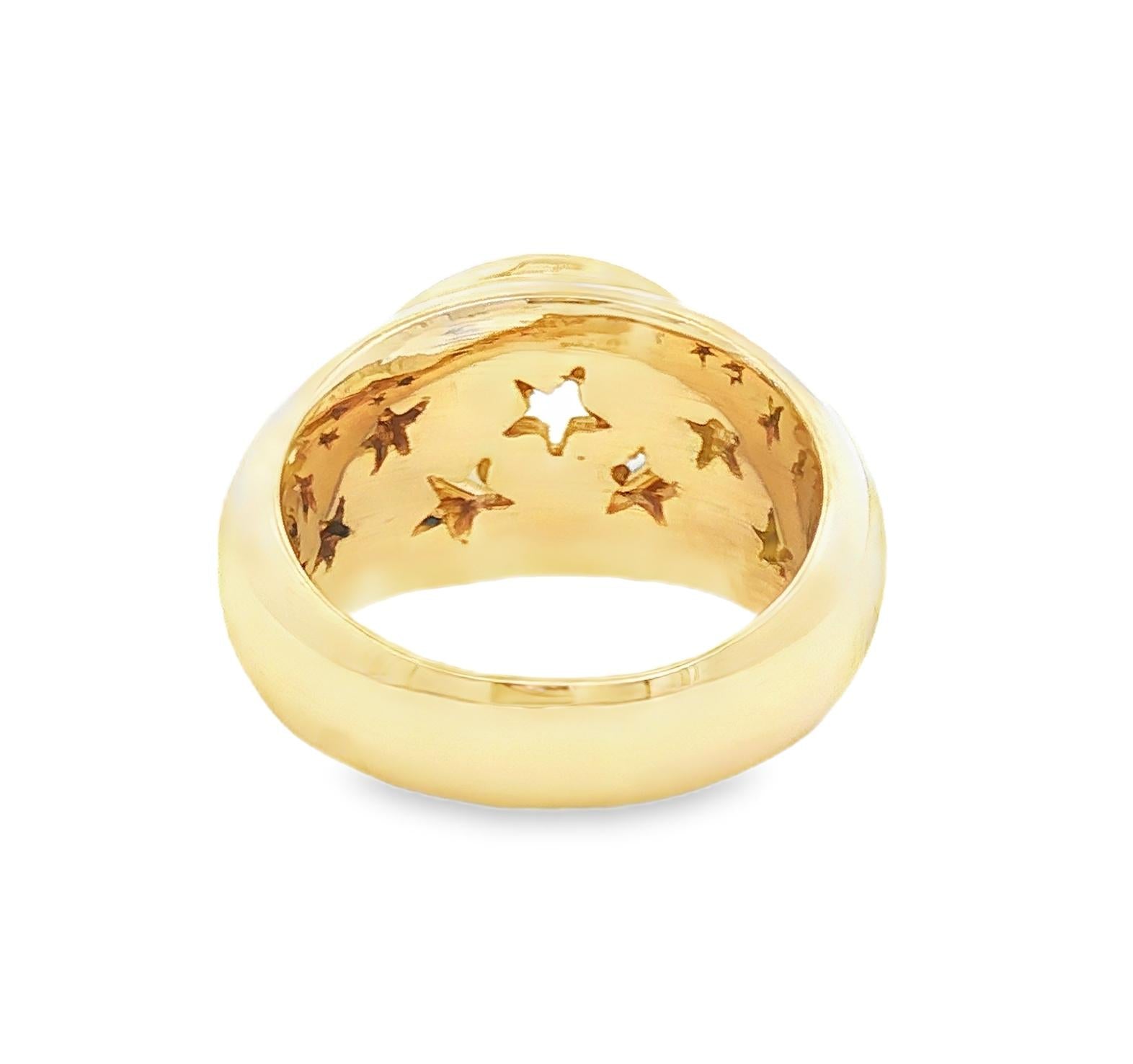 A Vintage 14k yellow gold Moonstone and Diamond Dome Ring