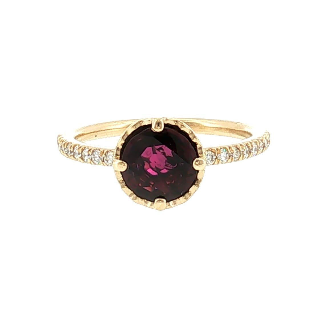 Modern Vintage Style Repurposed 1.23ct Round Ruby Engagement Ring