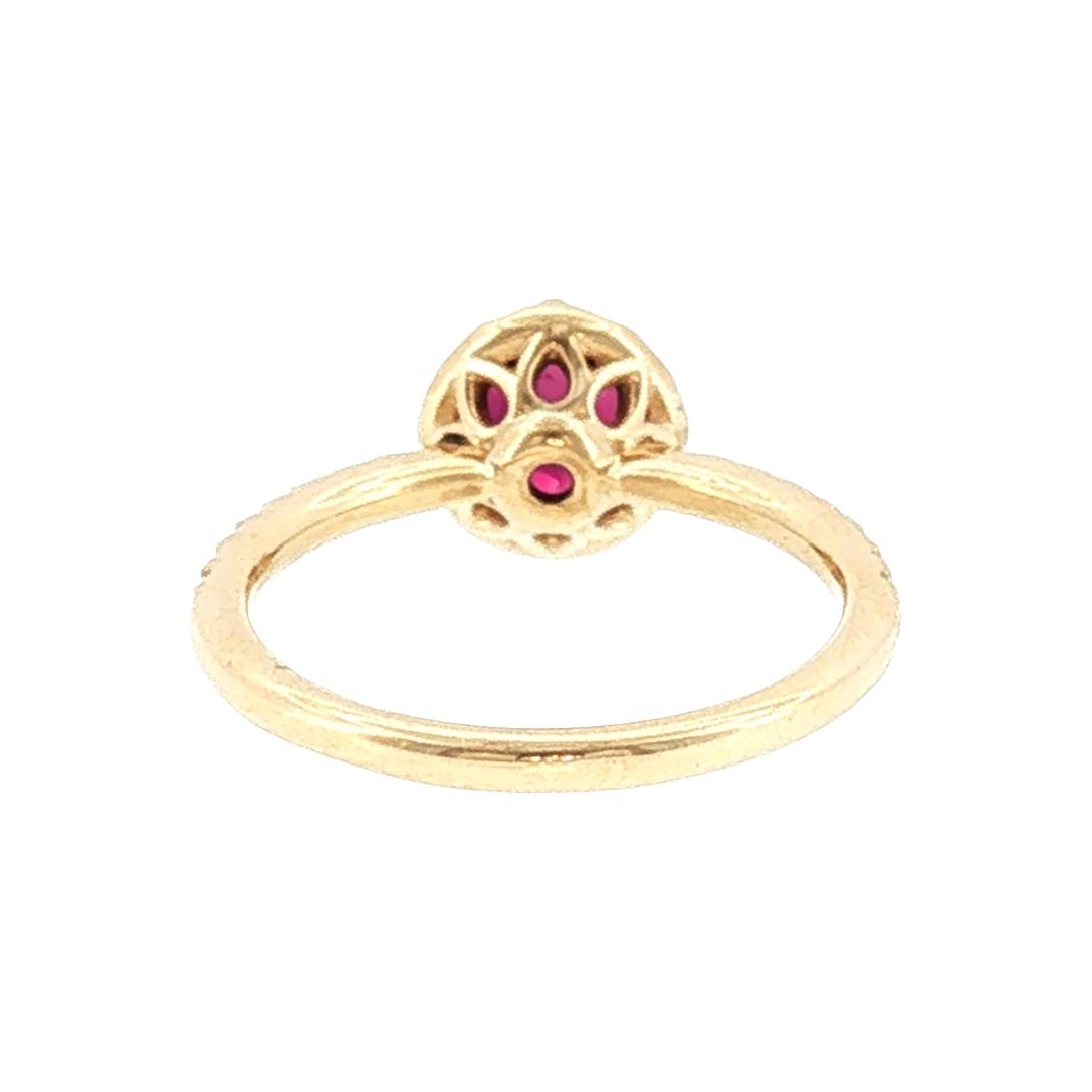 Modern Vintage Style Repurposed 1.23ct Round Ruby Engagement Ring