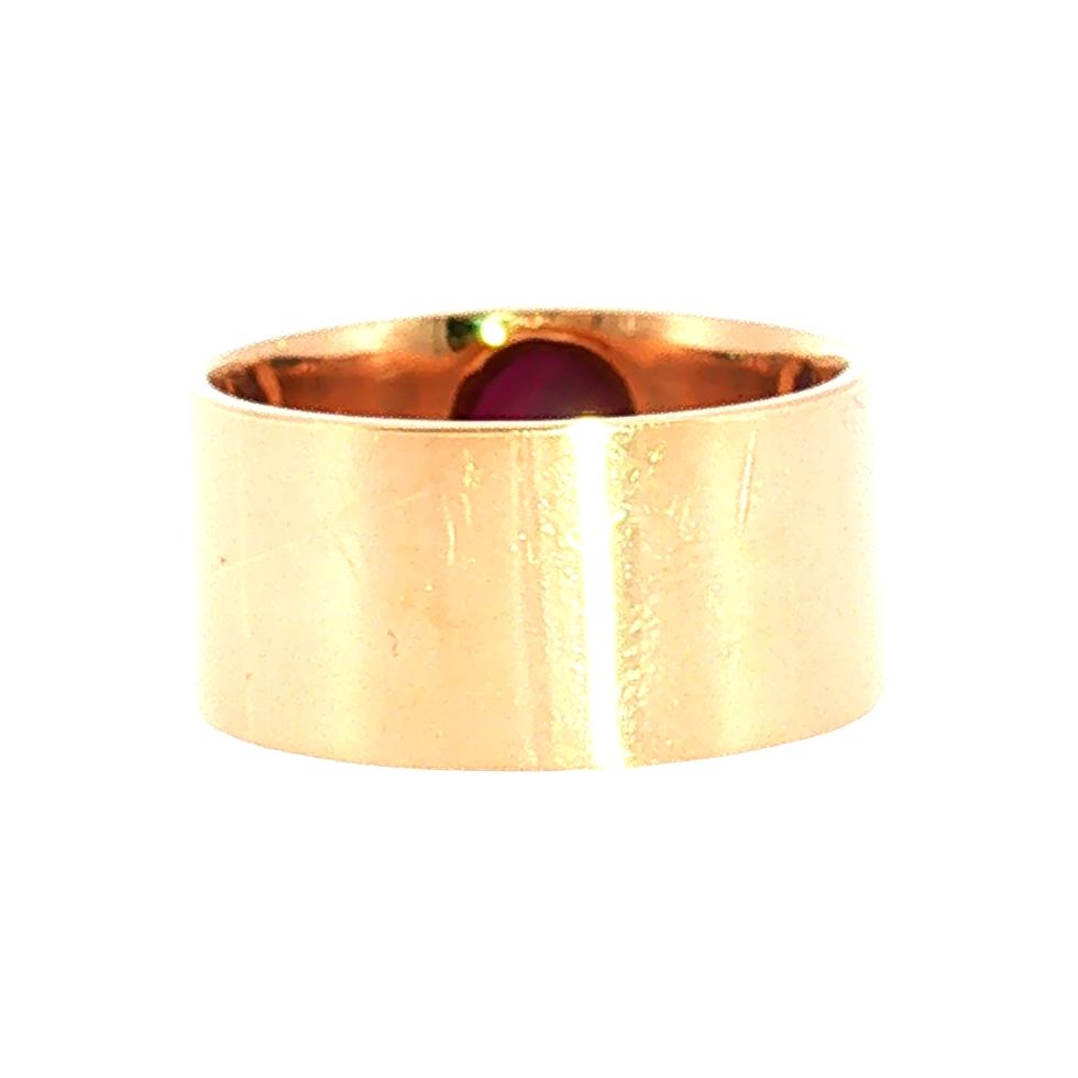 Mid-Century 14 Karat Rose Gold Natural Star Ruby Band Style Ring