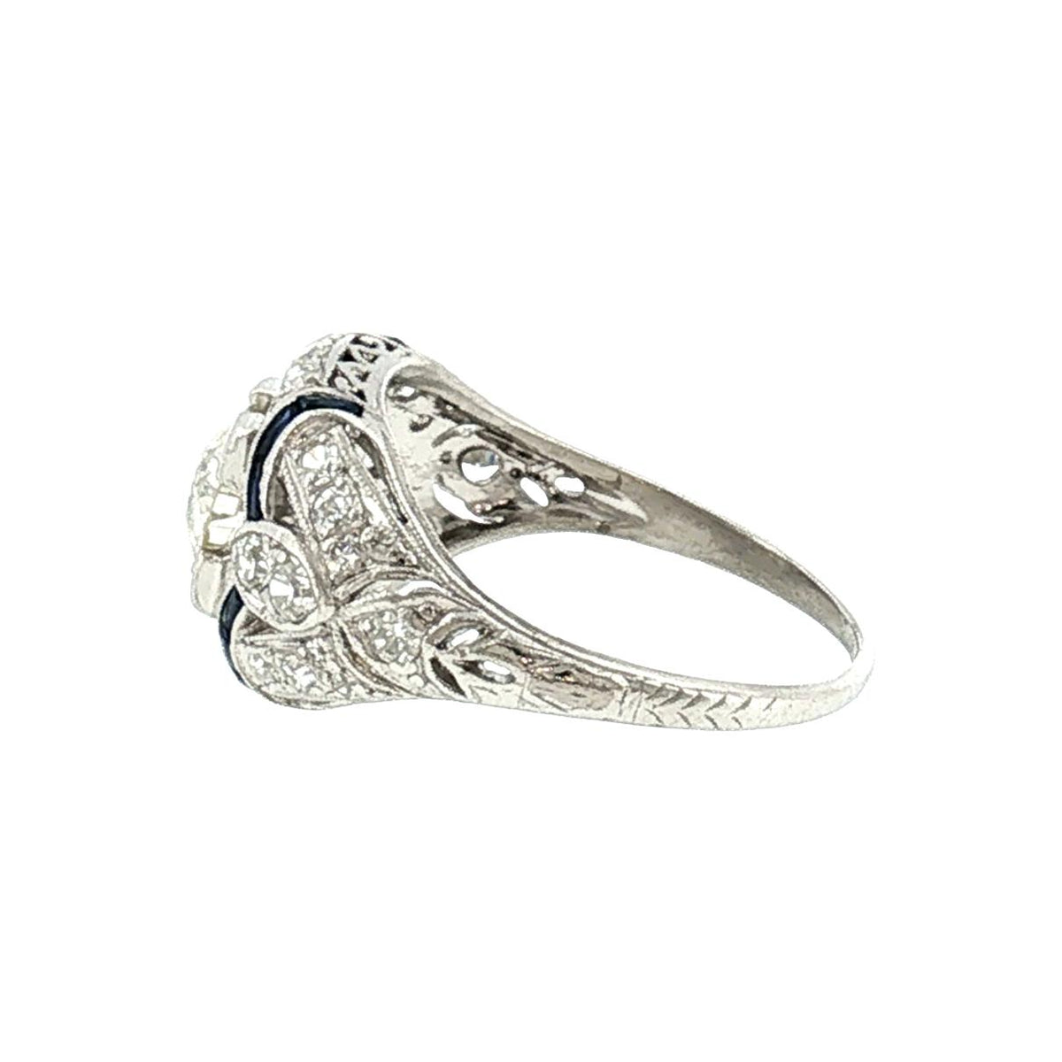 An Art Deco Platinum .70 Carat Old European Cut Diamond Ring