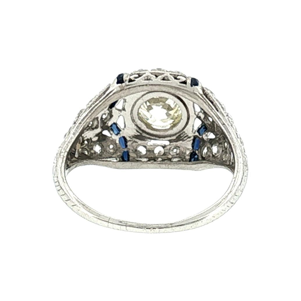 An Art Deco Platinum .70 Carat Old European Cut Diamond Ring