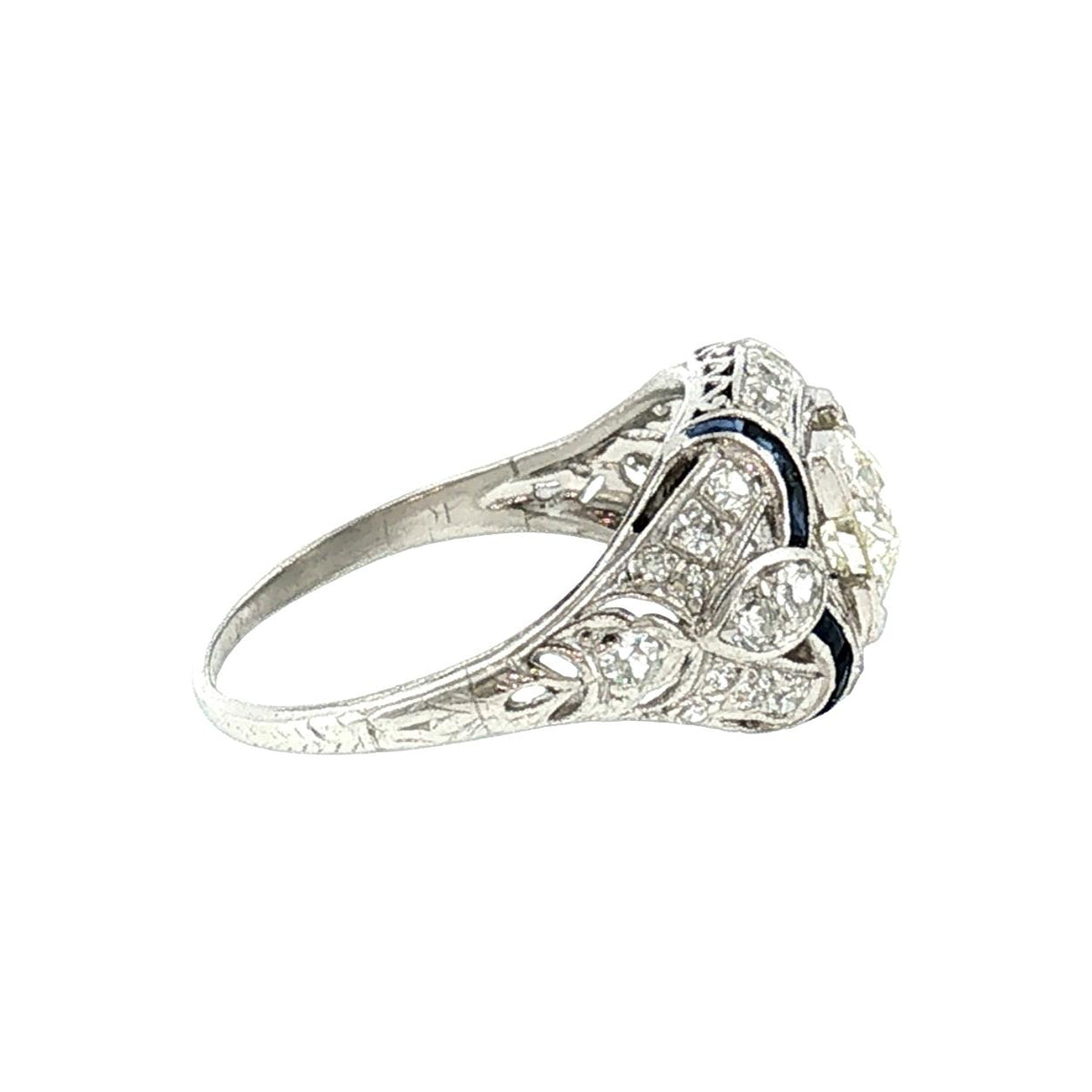 An Art Deco Platinum .70 Carat Old European Cut Diamond Ring