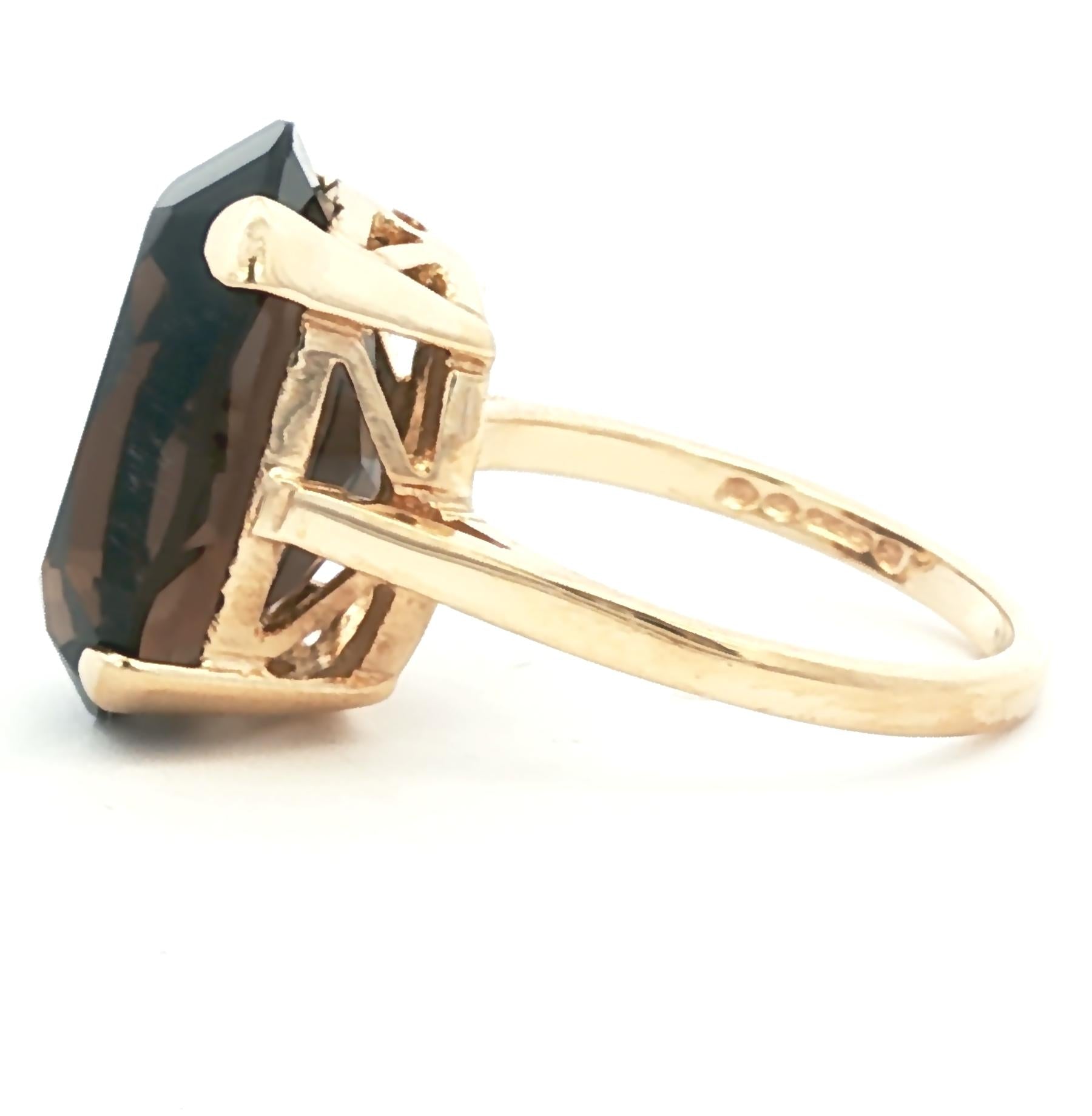 Bold smokey quartz prong set solitaire ring