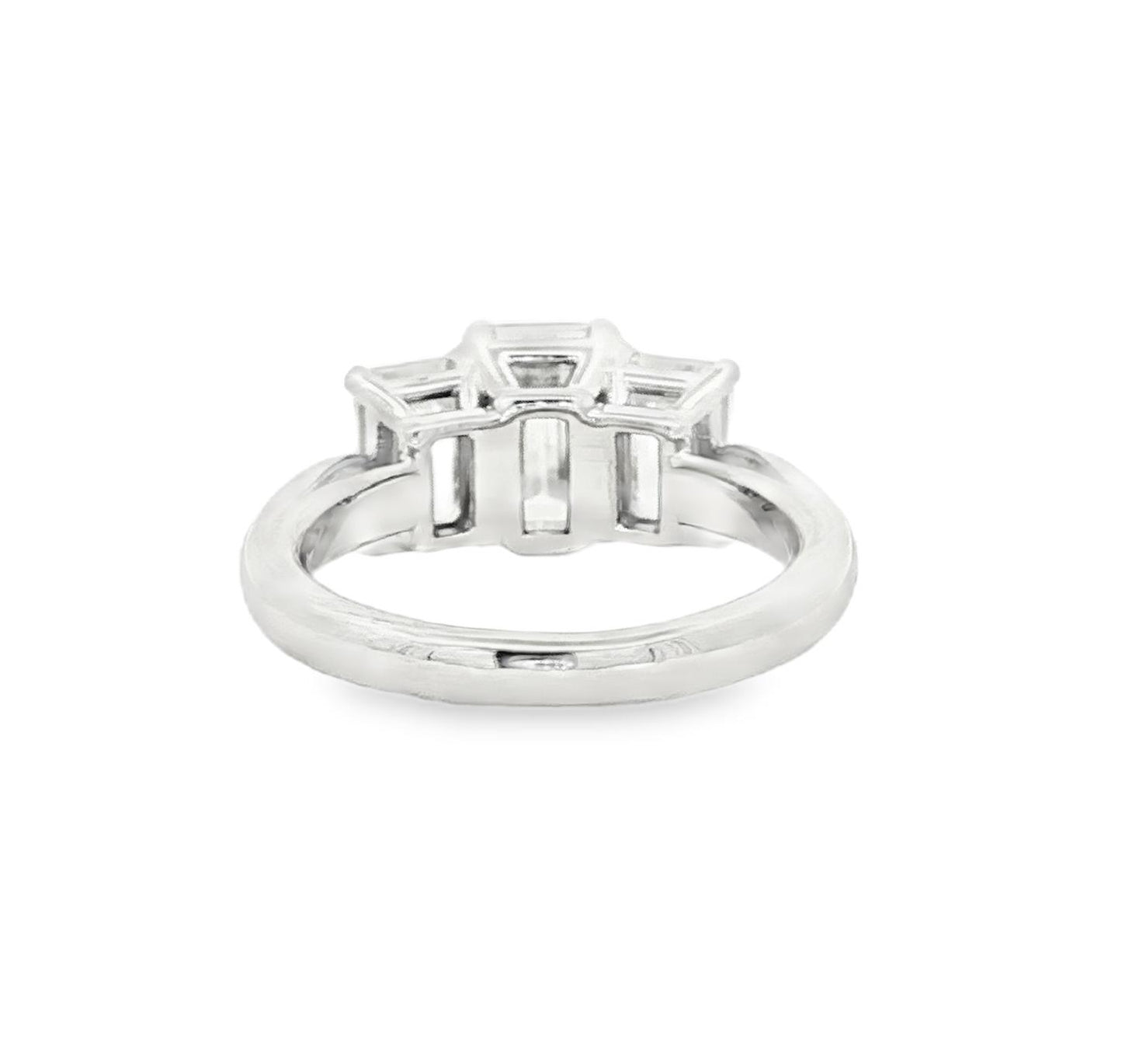 3 across emerald cut synthetic moissanite 14k ring