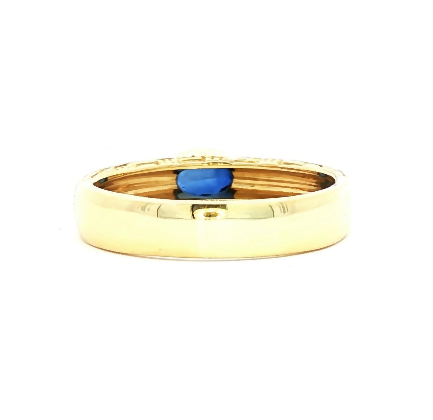 18k yellow gold Suna oval natural sapphire parquet design band ring