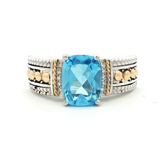 Sterling and 18k yellow gold Effy Blue Topaz and Diamond Ring