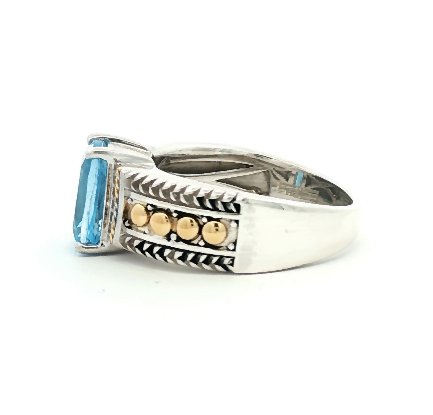 Sterling and 18k yellow gold Effy Blue Topaz and Diamond Ring